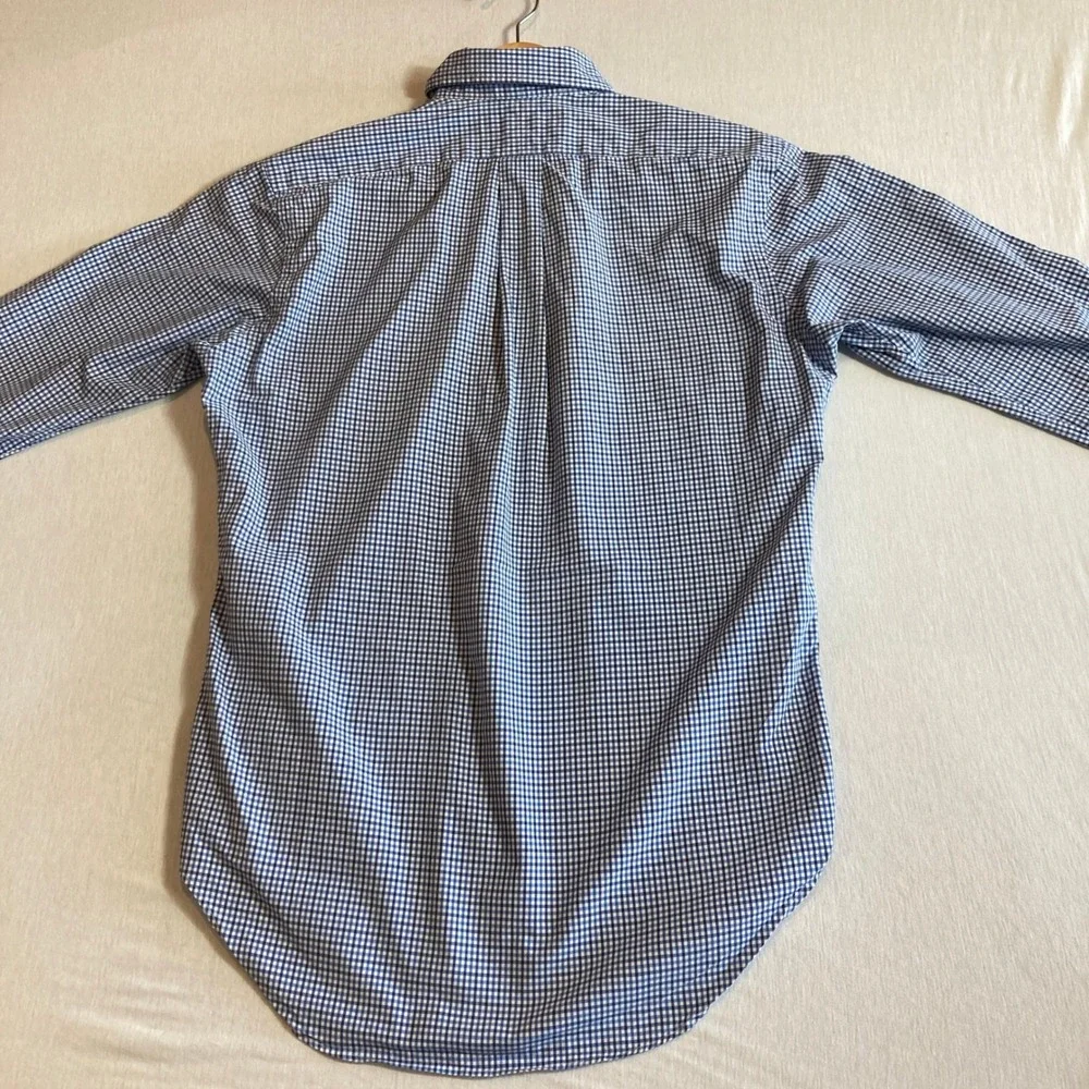 Polo Ralph Lauren Mens S Classic Fit Blue White Gingham Button Down Shirt Preppy